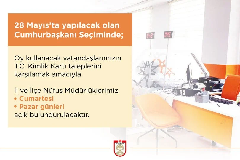 Nüfus Müdürlükleri hafta sonu mesai yapacak