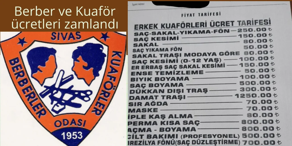 Berber ve kuaför ücretleri de zamlandı