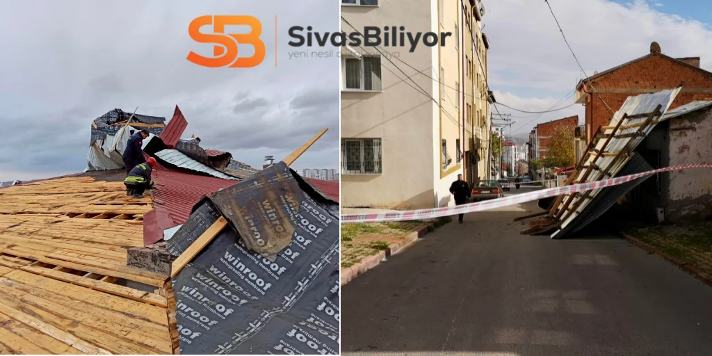 Fırtına Sivas’ta çatıları uçurdu