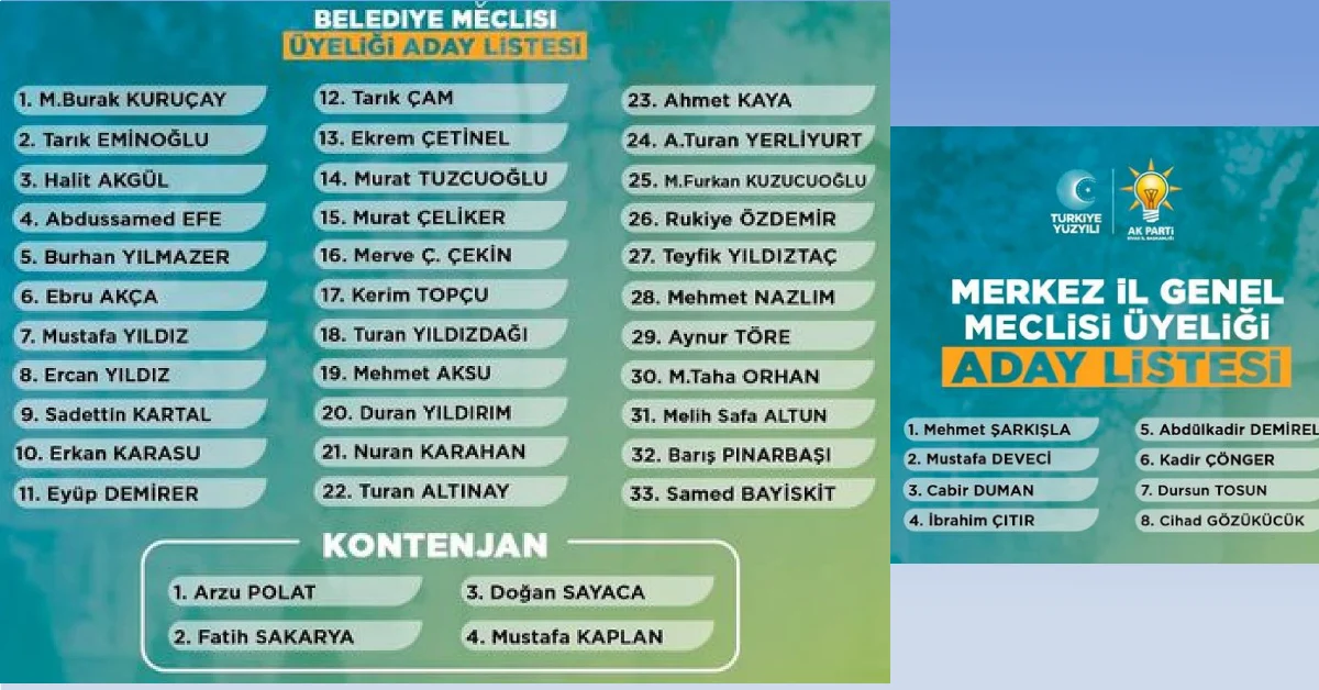 Ak parti Belediye ve il genel meclisi üyeleri belli oldu