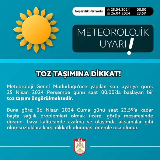 Sağlık problem olanlar dikkat!… Meteorolojik uyarı…